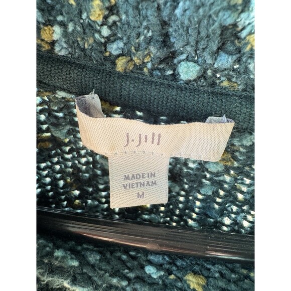 J Jill Women’s Turtleneck Sweater M Teal Green Tweed Speckled Cotton Blend - Picture 5 of 6
